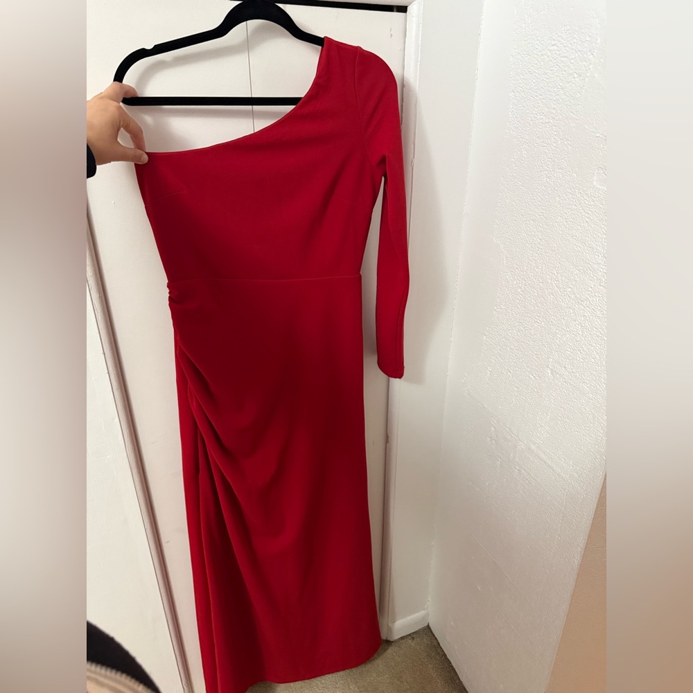 NWOT Lulu's Red One-Shoulder Sleeve Formal Maxi Dress - sz Medium